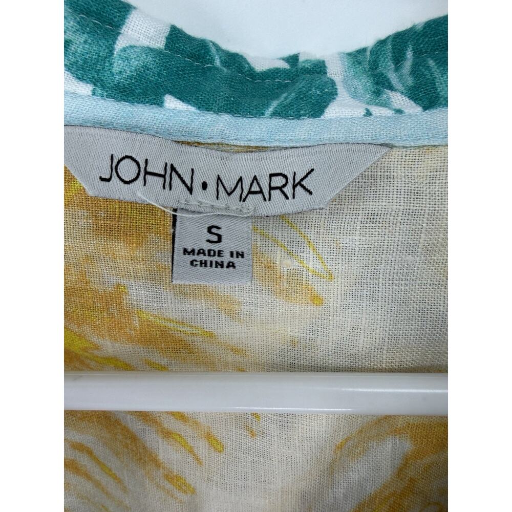 John Mark Artsy Boho Wire Collar Raw Hem Pull Sleeve Linen Tunic Top Small - Picture 5 of 9